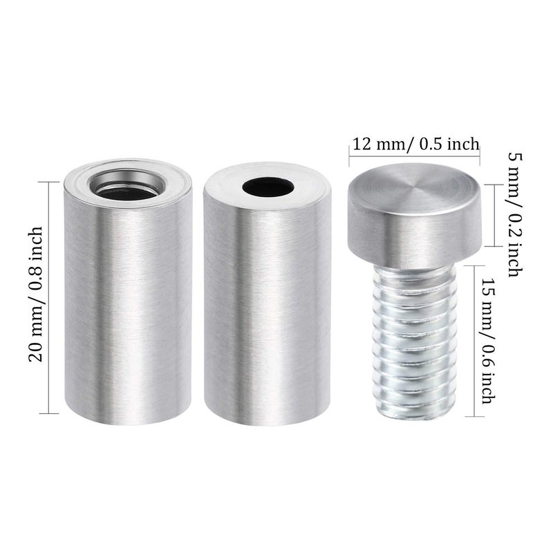 Pelopy 24 Pieces 1/2 by 1 Inch Sign Standoff Screws Wall Standoff Sign Holders Screws Mount Glass Acrylic Advertising Nails for Home Office - Image 2